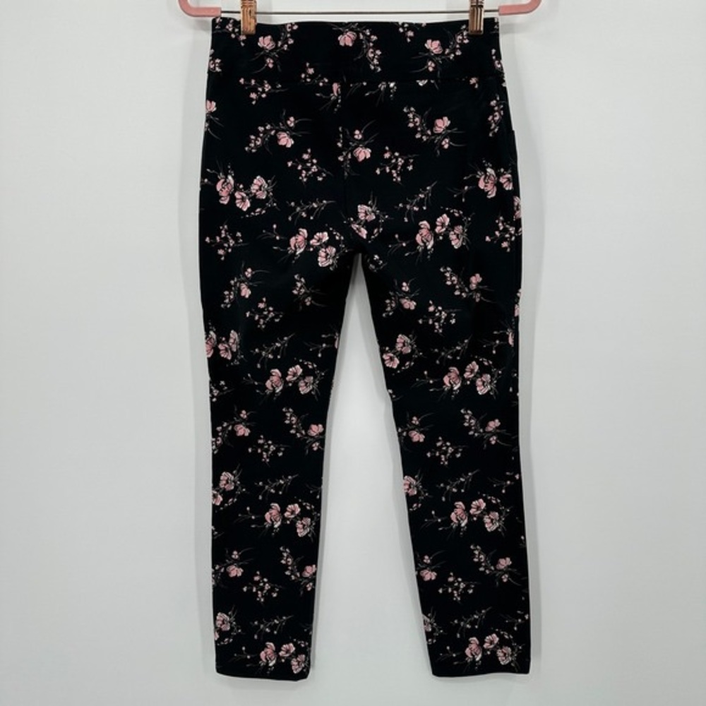 Girls Black Floral Leggings with Pink Blooms - Picture 4 of 4